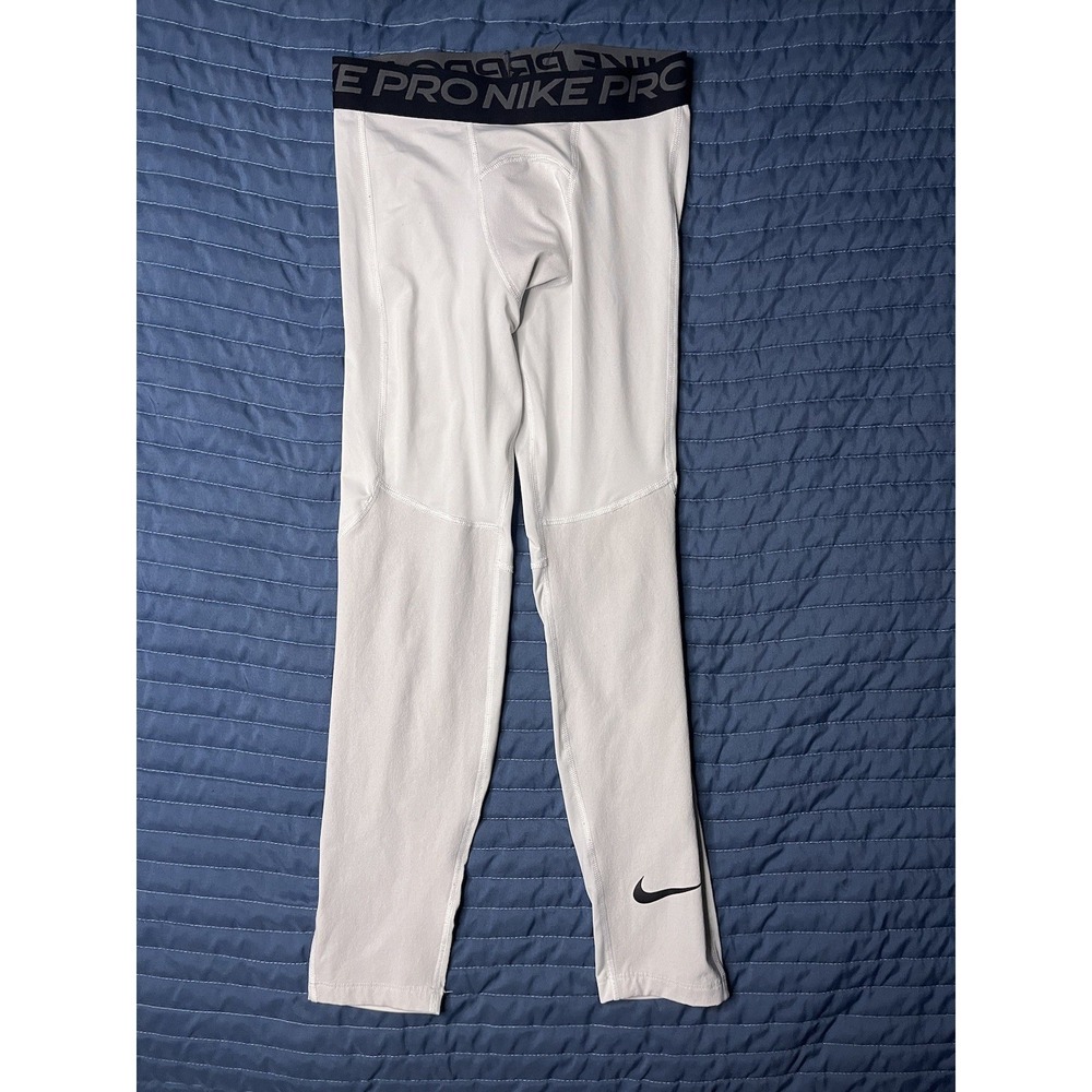 Nike Pro 365 Tights Womens Medium White Dri Fit Mesh Panel Compression Pants